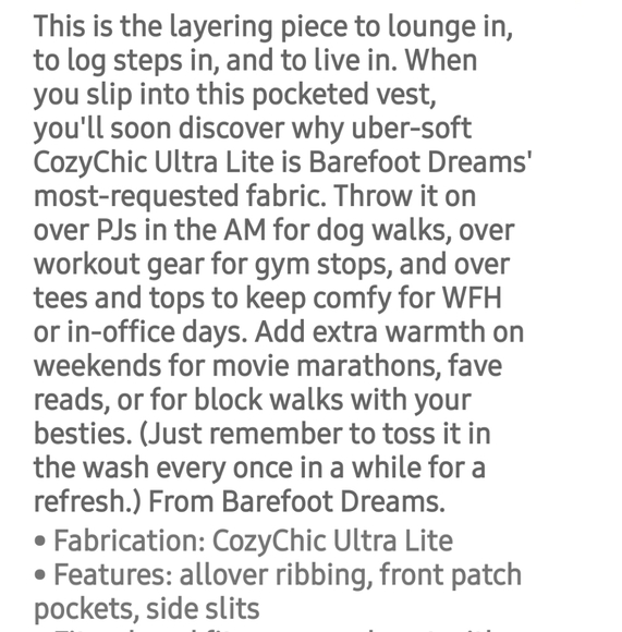 Barefoot Dreams CozyChic Ultra Lite Sea Salt Vest - Picture 8 of 10